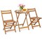 Costway 3 PCS Folding Patio Bistro Set Solid Acacia Wood Table & Chairs Slatted Tabletop